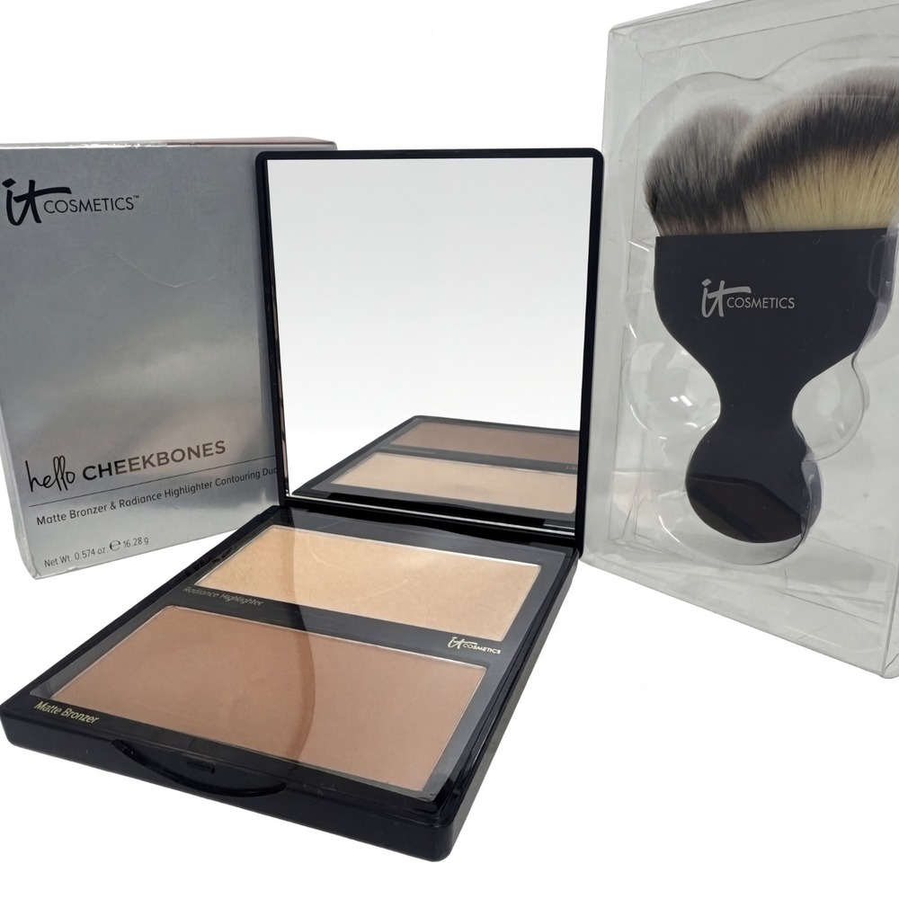IT Cosmetics Hello Cheekbones Matte Bronzer Radiance Highlighter Contouring Duo